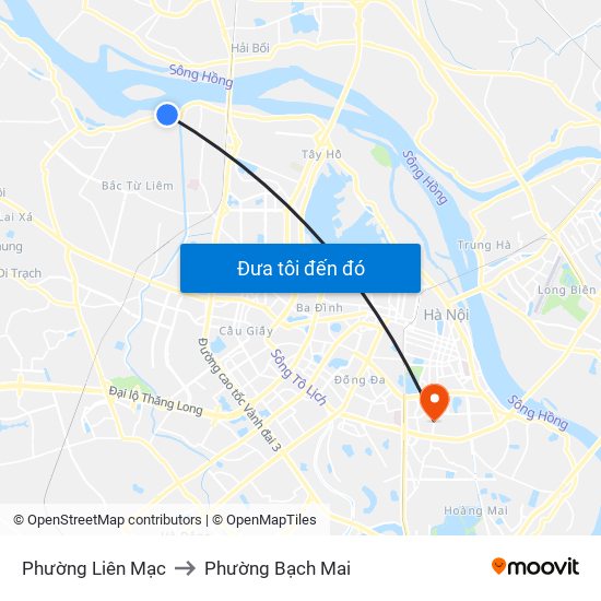 Phường Liên Mạc to Phường Bạch Mai map