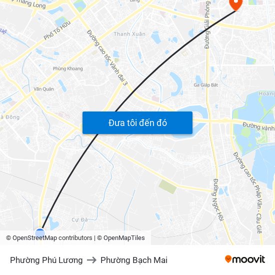 Phường Phú Lương to Phường Bạch Mai map