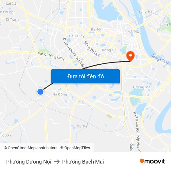 Phường Dương Nội to Phường Bạch Mai map