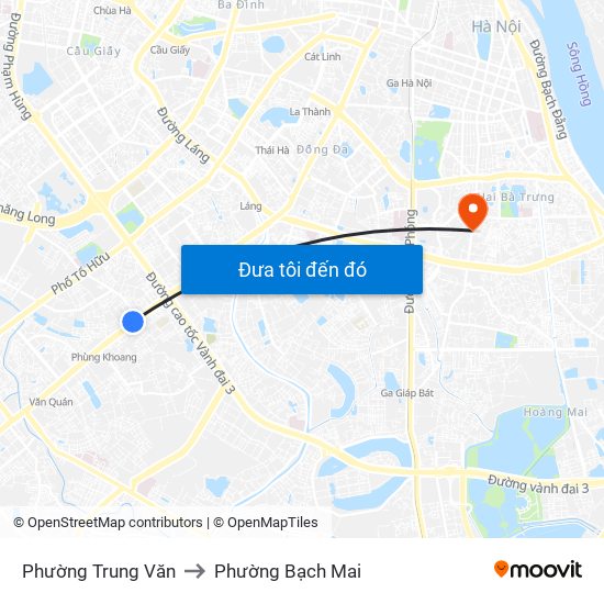 Phường Trung Văn to Phường Bạch Mai map