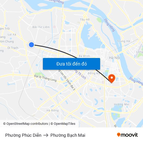 Phường Phúc Diễn to Phường Bạch Mai map