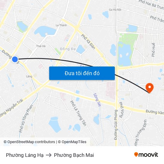 Phường Láng Hạ to Phường Bạch Mai map