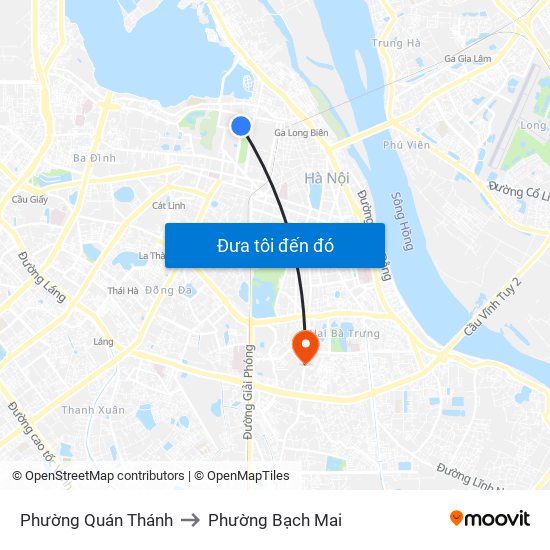 Phường Quán Thánh to Phường Bạch Mai map