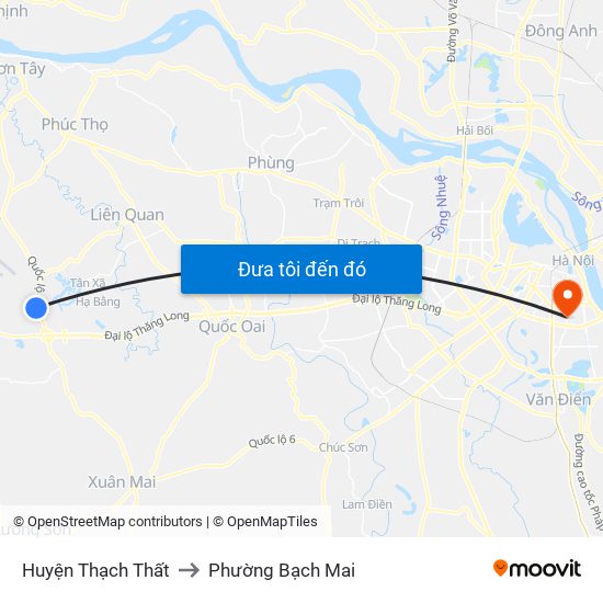 Huyện Thạch Thất to Phường Bạch Mai map