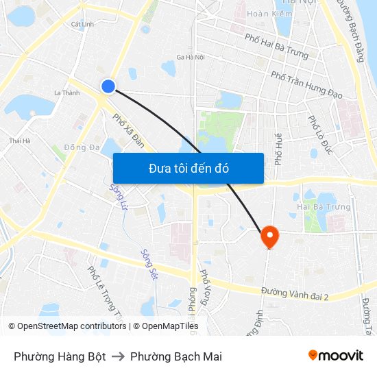 Phường Hàng Bột to Phường Bạch Mai map