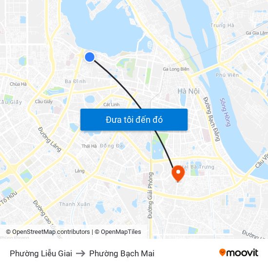 Phường Liễu Giai to Phường Bạch Mai map