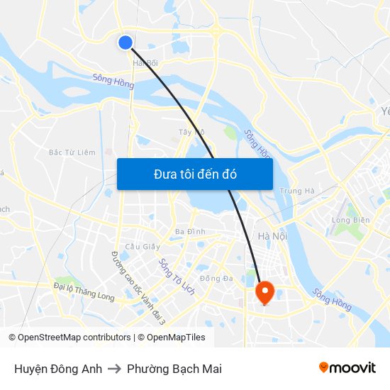 Huyện Đông Anh to Phường Bạch Mai map