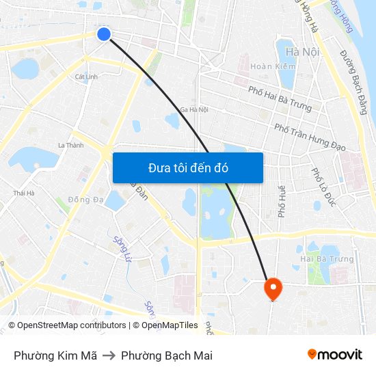 Phường Kim Mã to Phường Bạch Mai map