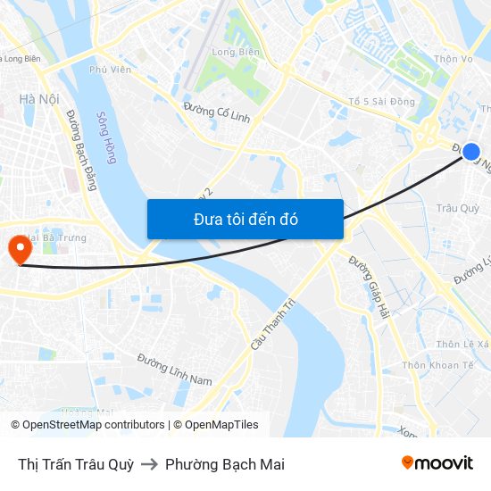 Thị Trấn Trâu Quỳ to Phường Bạch Mai map