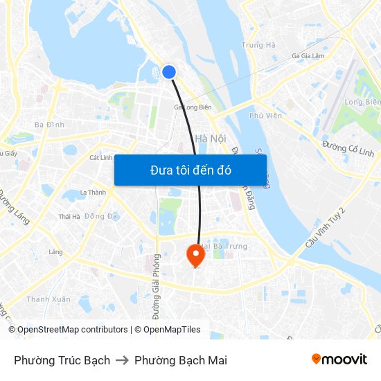 Phường Trúc Bạch to Phường Bạch Mai map