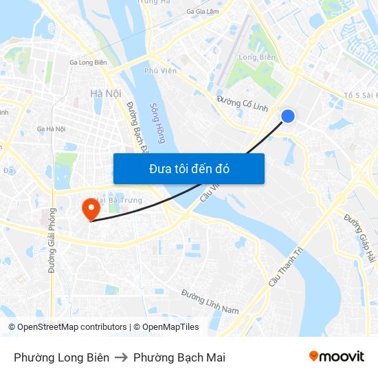 Phường Long Biên to Phường Bạch Mai map