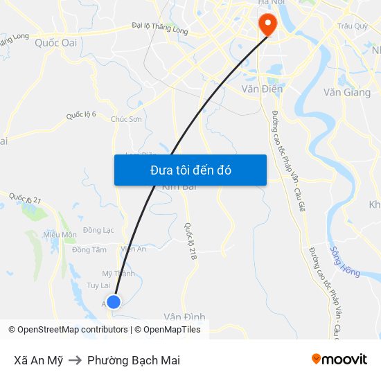 Xã An Mỹ to Phường Bạch Mai map