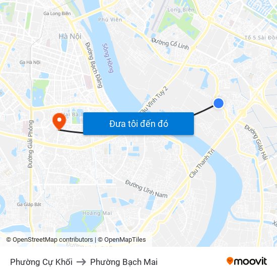 Phường Cự Khối to Phường Bạch Mai map