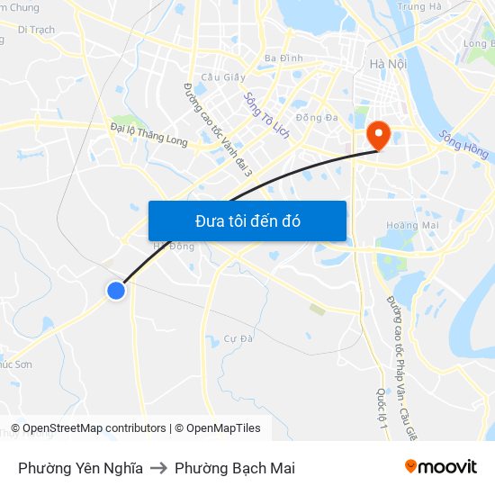Phường Yên Nghĩa to Phường Bạch Mai map