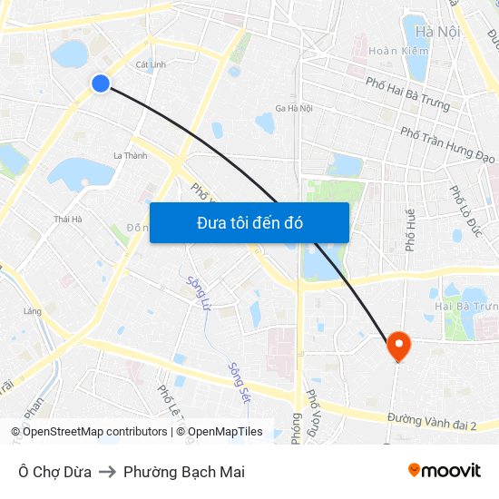 Ô Chợ Dừa to Phường Bạch Mai map