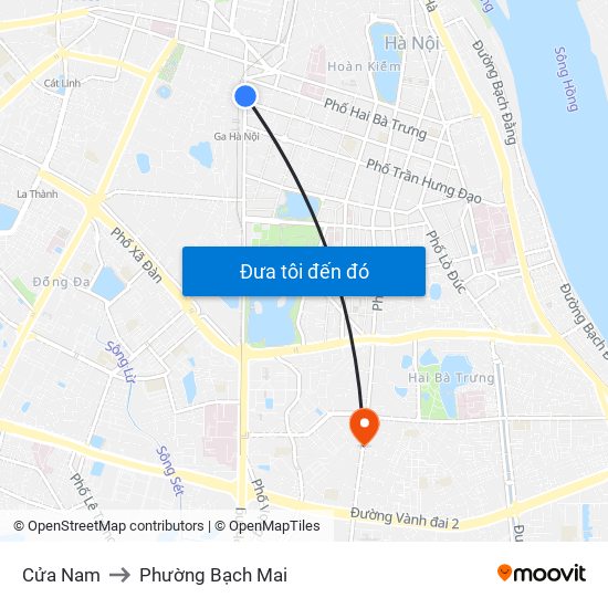 Cửa Nam to Phường Bạch Mai map