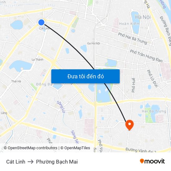 Cát Linh to Phường Bạch Mai map
