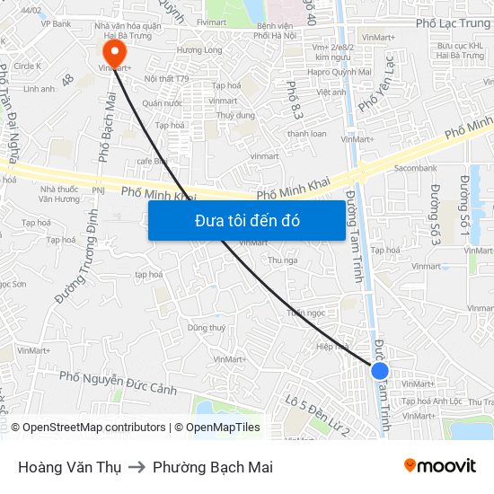 Hoàng Văn Thụ to Phường Bạch Mai map