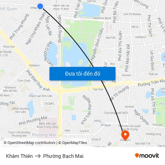 Khâm Thiên to Phường Bạch Mai map