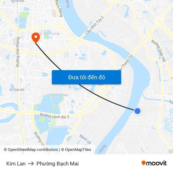 Kim Lan to Phường Bạch Mai map