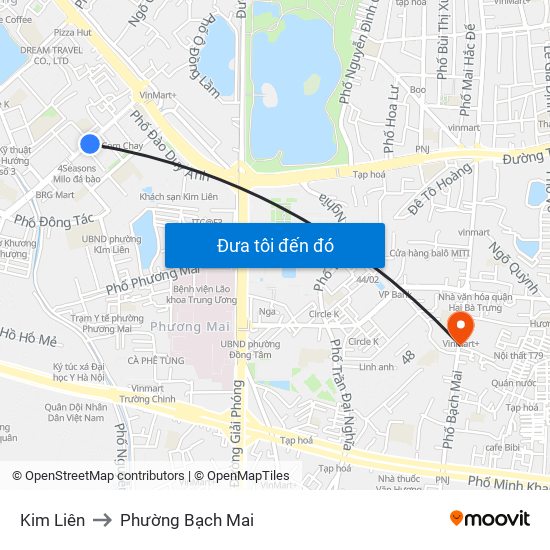 Kim Liên to Phường Bạch Mai map