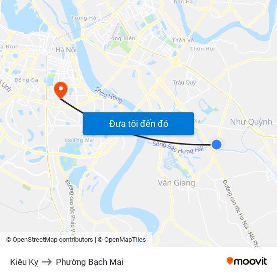 Kiêu Kỵ to Phường Bạch Mai map