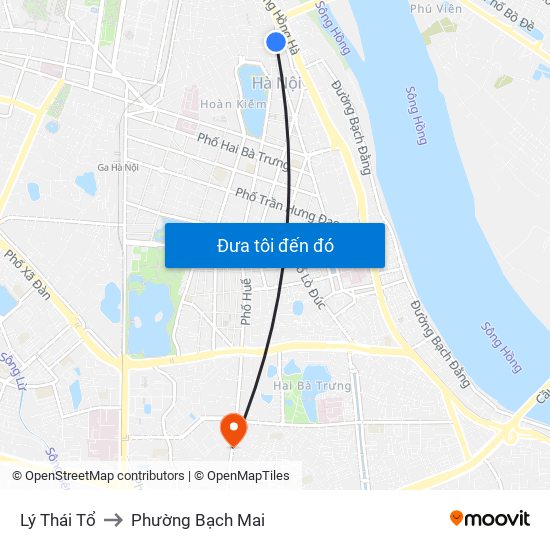 Lý Thái Tổ to Phường Bạch Mai map