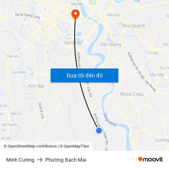 Minh Cường to Phường Bạch Mai map