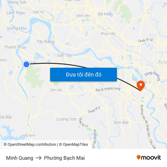 Minh Quang to Phường Bạch Mai map