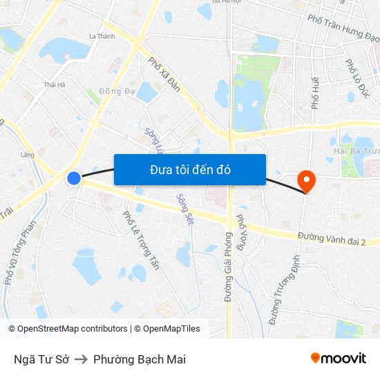 Ngã Tư Sở to Phường Bạch Mai map