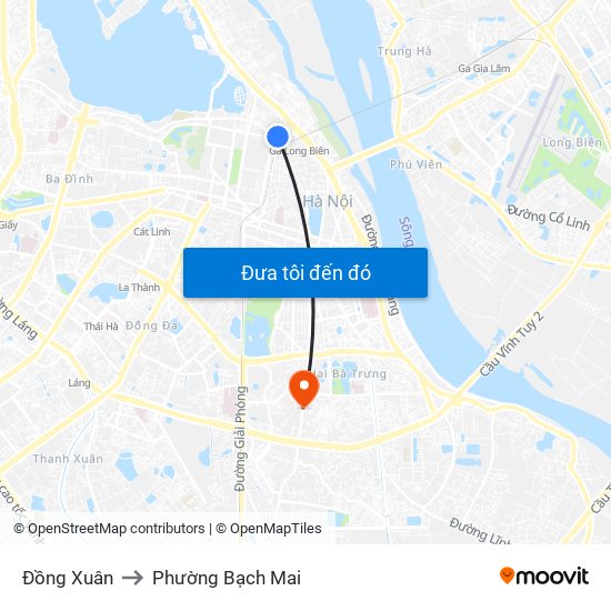 Đồng Xuân to Phường Bạch Mai map