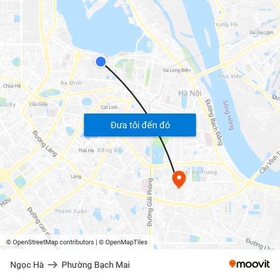 Ngọc Hà to Phường Bạch Mai map