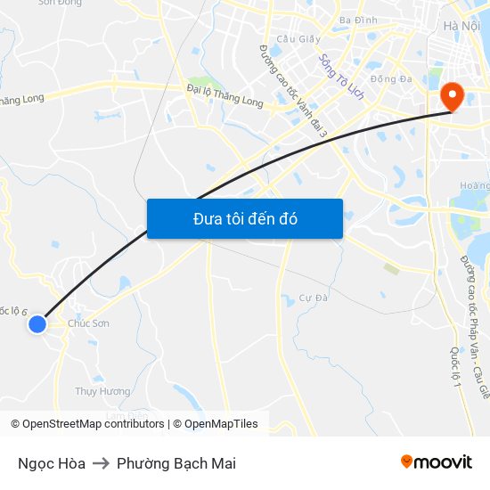 Ngọc Hòa to Phường Bạch Mai map