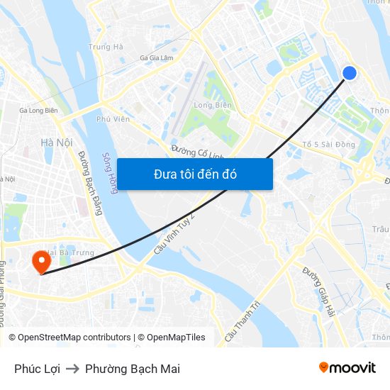 Phúc Lợi to Phường Bạch Mai map