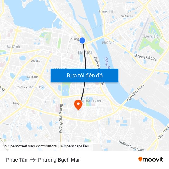 Phúc Tân to Phường Bạch Mai map