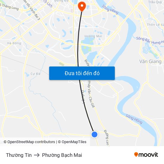 Thường Tín to Phường Bạch Mai map