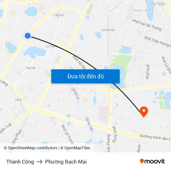 Thành Công to Phường Bạch Mai map