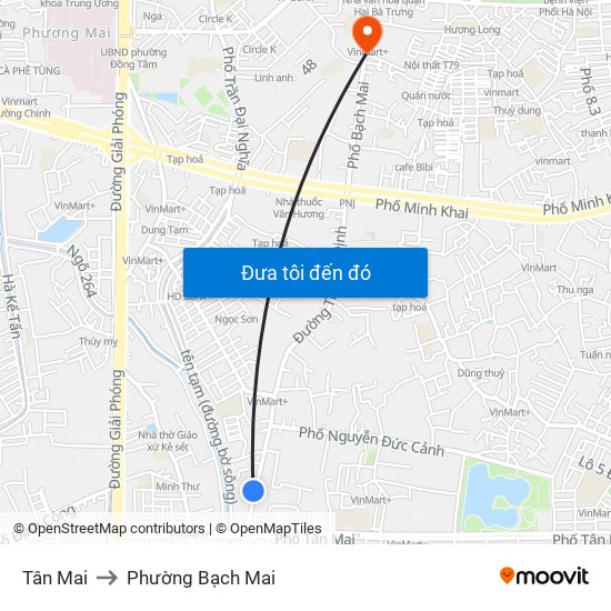 Tân Mai to Phường Bạch Mai map