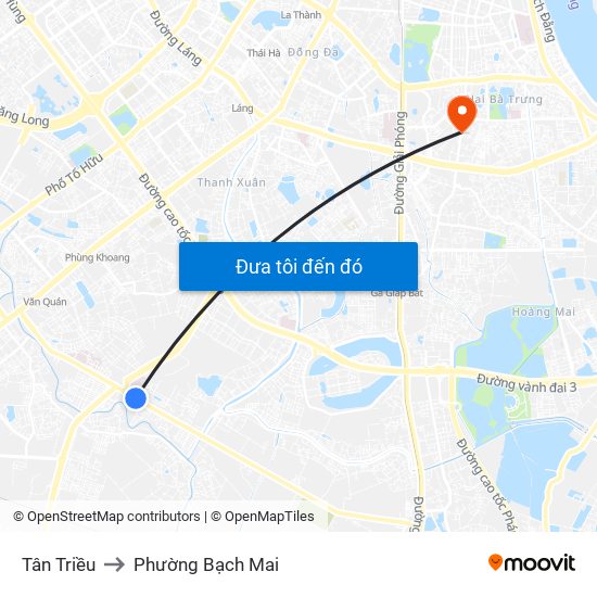 Tân Triều to Phường Bạch Mai map