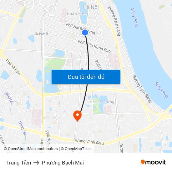 Tràng Tiền to Phường Bạch Mai map