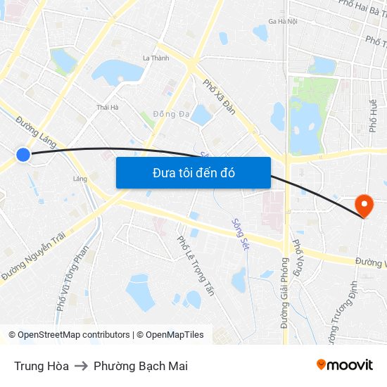 Trung Hòa to Phường Bạch Mai map