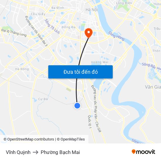 Vĩnh Quỳnh to Phường Bạch Mai map