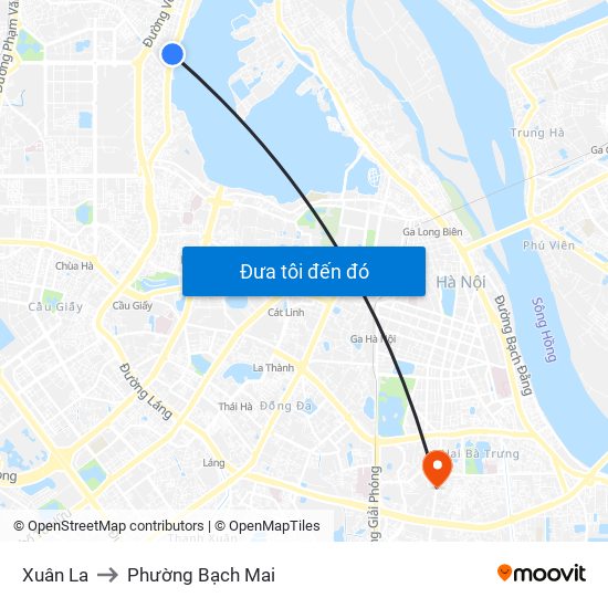 Xuân La to Phường Bạch Mai map