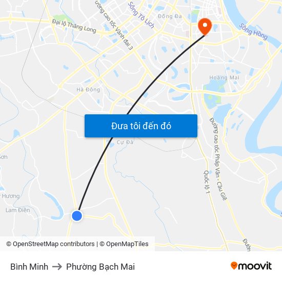 Bình Minh to Phường Bạch Mai map