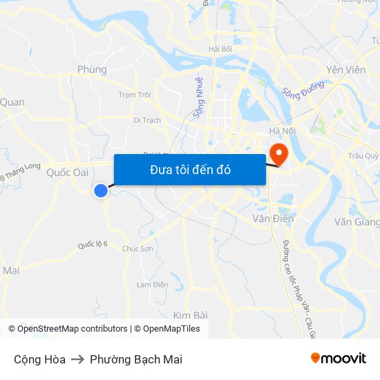 Cộng Hòa to Phường Bạch Mai map