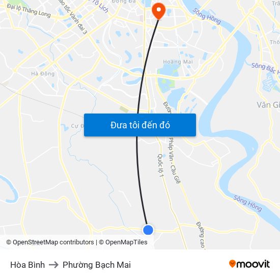 Hòa Bình to Phường Bạch Mai map