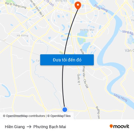 Hiền Giang to Phường Bạch Mai map