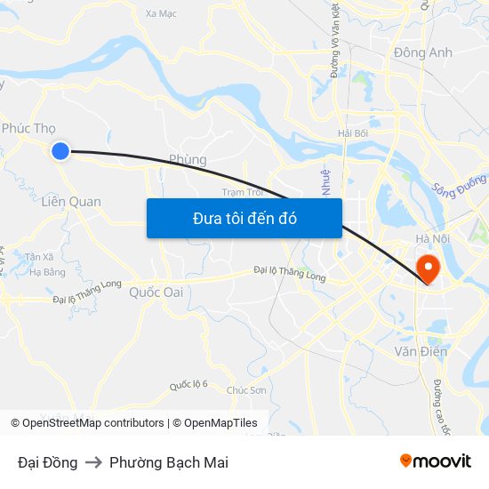Đại Đồng to Phường Bạch Mai map