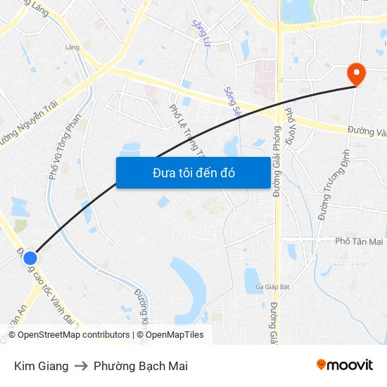 Kim Giang to Phường Bạch Mai map