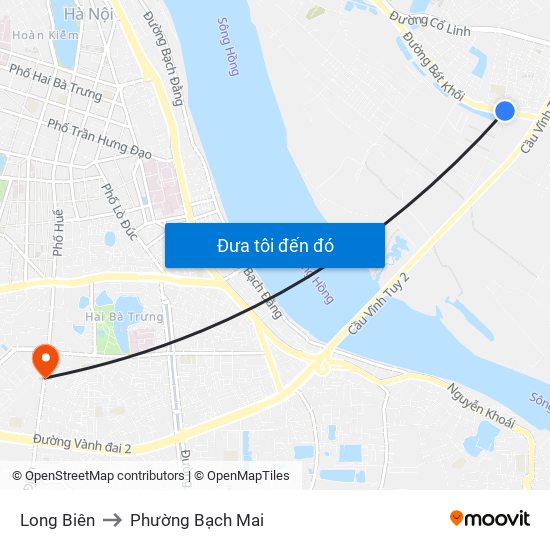 Long Biên to Phường Bạch Mai map